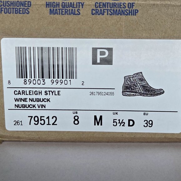 NWT Clarks Women's Carleigh Style Wine Nubuck Booties - Picture 7 of 7